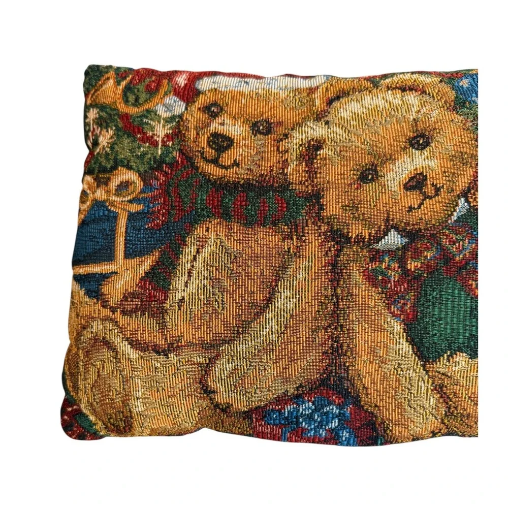 Teddy Bear‎ Tapestry Pillow Christmas Holiday Presents Throw Decor